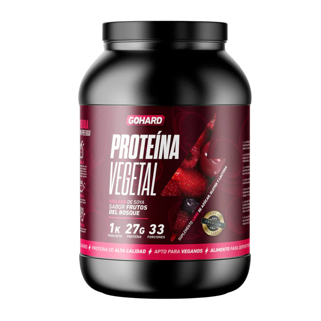 Proteína Vegetal GoHard, 1kg, frutos del bosque.