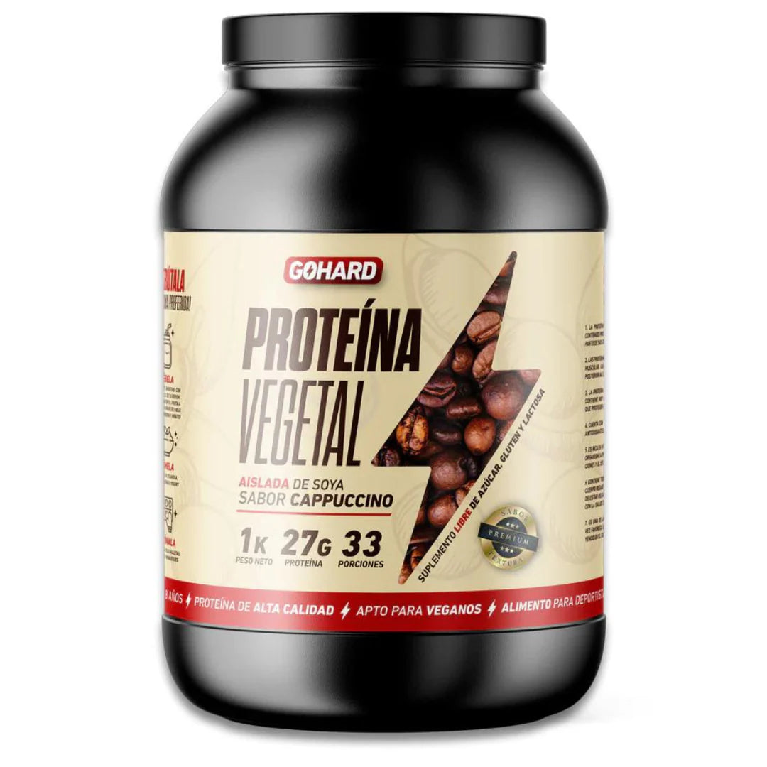 Proteína Vegetal GoHard, 1kg, sabor cappuccino.