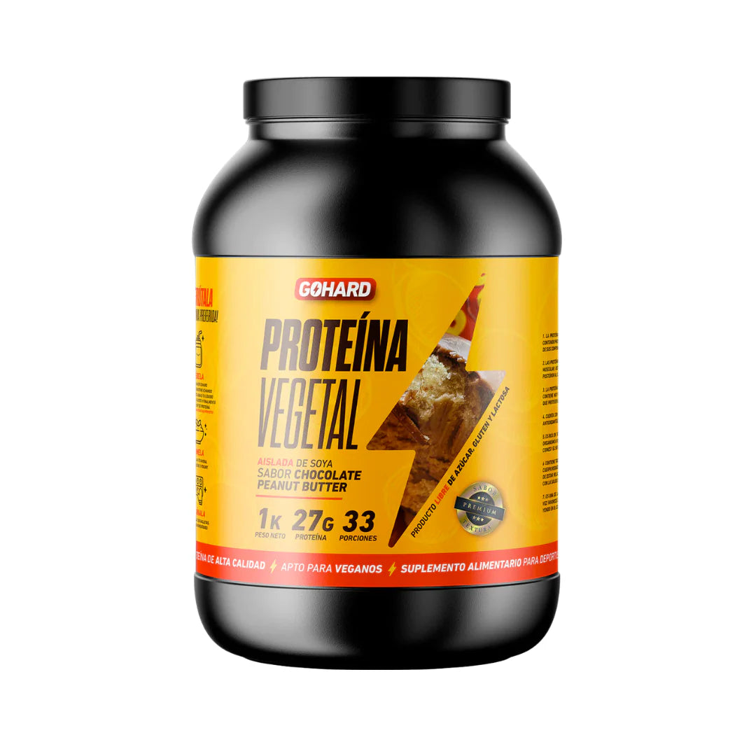 Proteína Vegetal GoHard, 1kg, chocolate peanut butter.