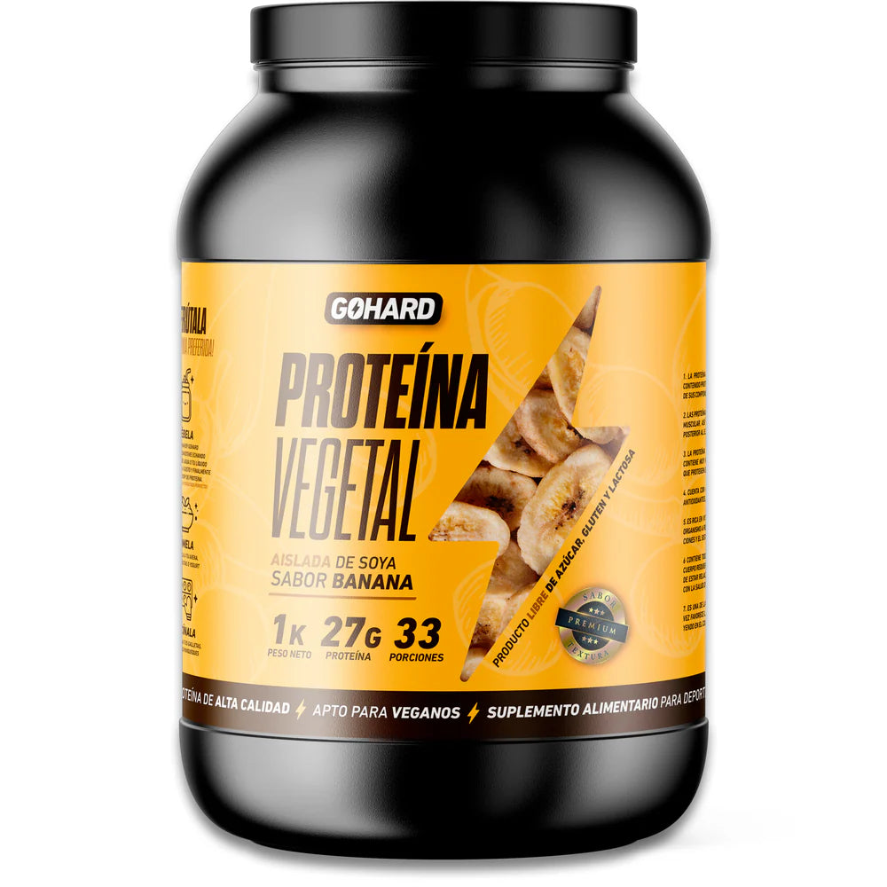 Proteína Vegetal GoHard, 1kg, sabor banana.
