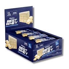 Barra Best Whey Zero Athletica, 49g, torta al cioccolato bianco.