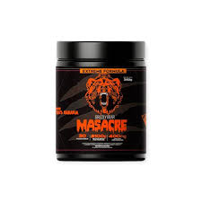 Masacre Pre Workout Grizzly Bear, citrus orange.